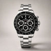 Apex Chronograph watch by Pagani Design, black dial with tachymetre bezel and stainless steel bracelet