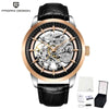 Rose gold and black Artisan Open Dial by Pagani Design shown with its gift box and warranty card