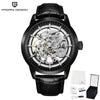 All-black Artisan Open Dial by Pagani Design shown with its gift box and warranty card
