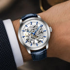 Wearing Blue White Watch 