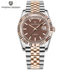 Brown-dial Aurelia day-date by Pagani Design on a white background with the brand logo