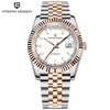 White-dial Aurelia day-date by Pagani Design on a white background with the brand logo
