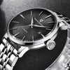 Close-up of the Aureon black guilloche dial by Pagani Design on a dark textured surface