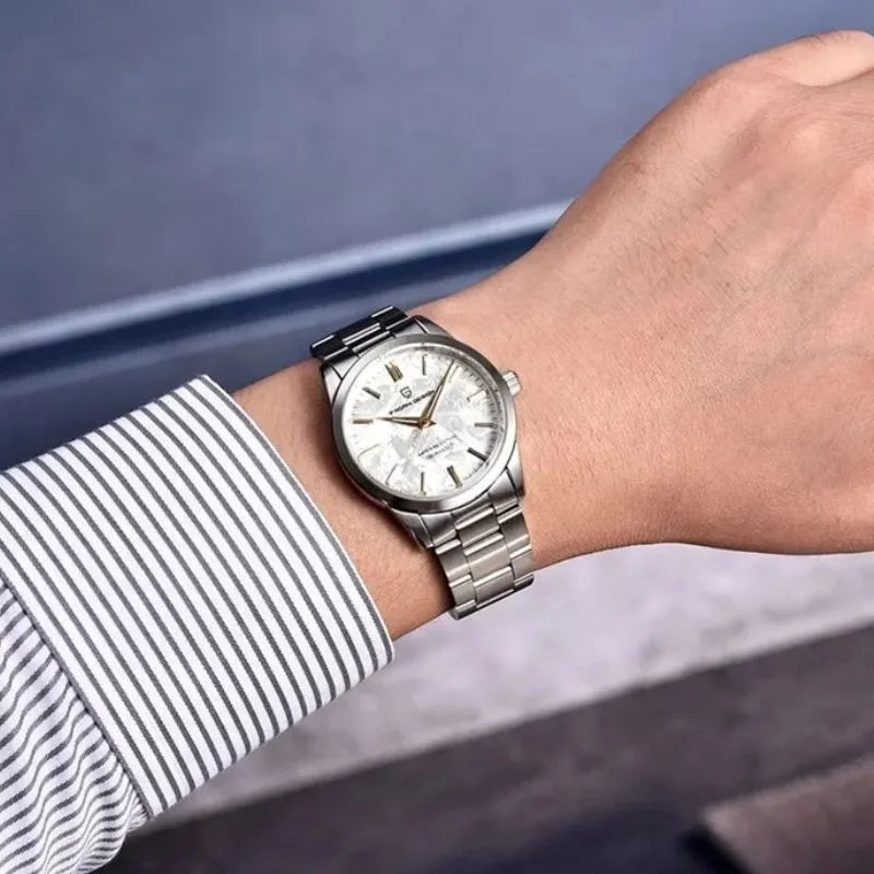 Wearing White Silver Watch