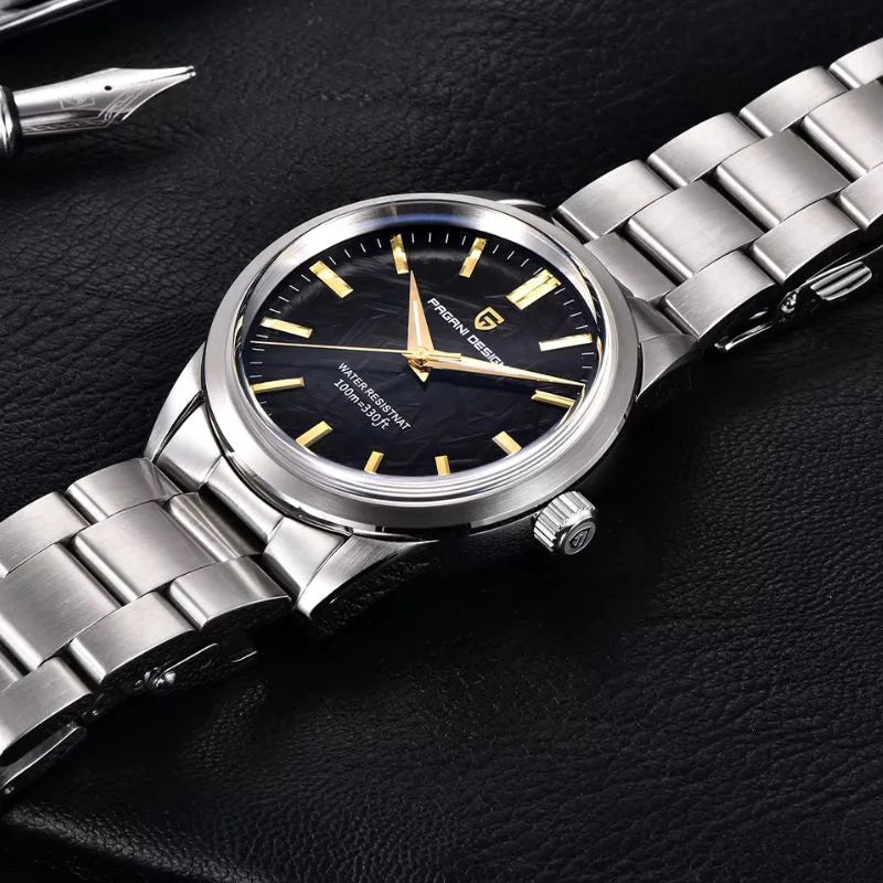 Silver Black Watch Sapphire Glass