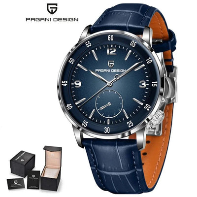 Blue Meridian watch with deep blue dial and blue leather strap