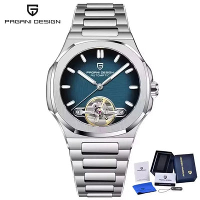 Eclipse Classic open heart watch, blue dial with balance wheel aperture and steel bracelet