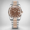 Aurelia day-date automatic watch by Pagani Design, brown enamel dial on a two-tone steel and rose gold bracelet