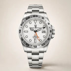 Explorer GMT automatic watch by Pagani Design, white dial with orange GMT hand and steel bracelet