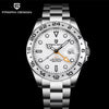 White-dial Explorer GMT by Pagani Design on a black background with the brand logo