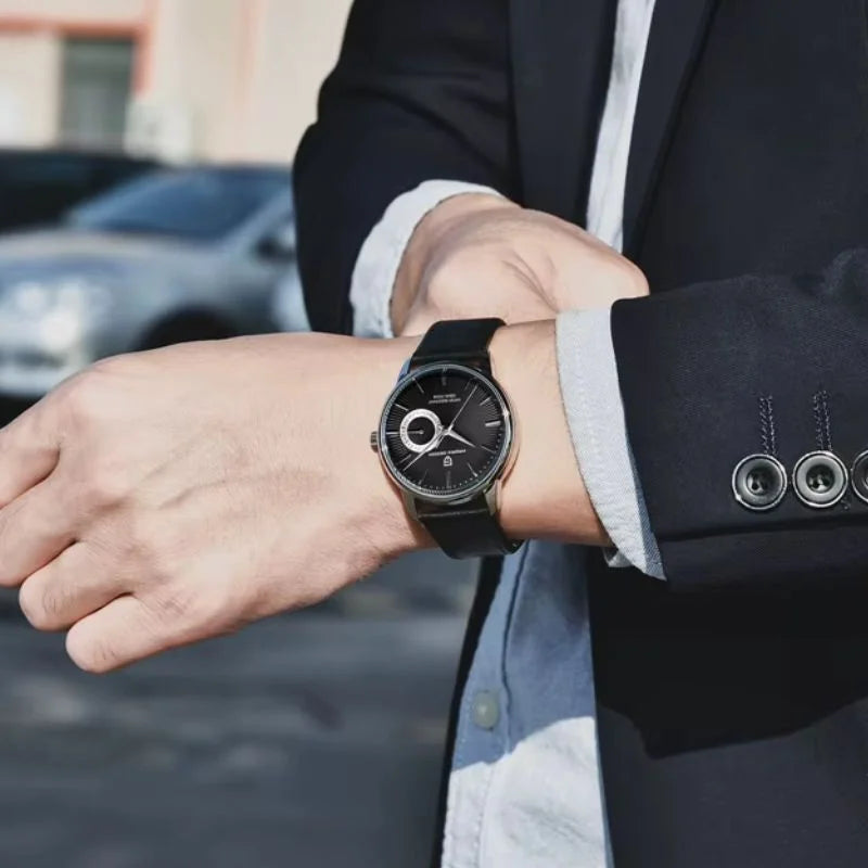 Silver Leather Dress Watch Midnight