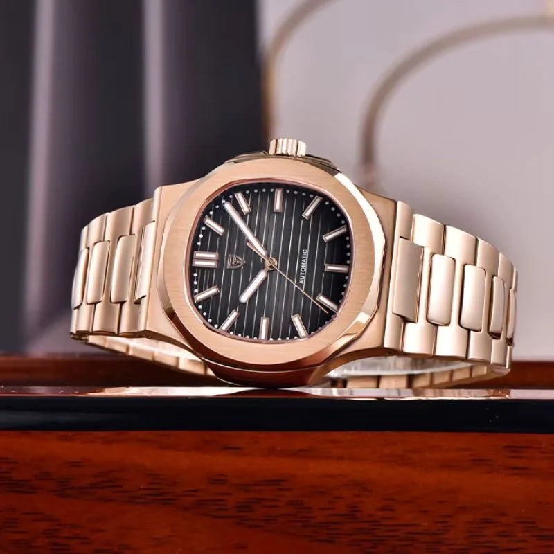 Rose Gold Black Watch Pagani Design