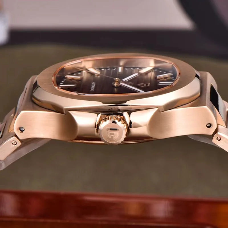 Side Rose Gold Black Watch