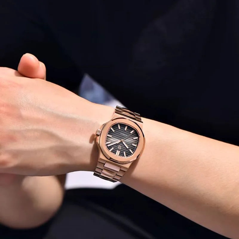 Wearing Rose Gold Black Watch