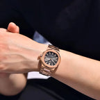 Wearing Rose Gold Black Watch