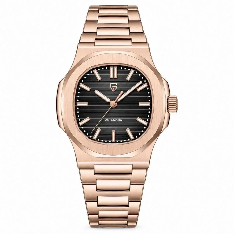 Rose Horizon Automatic Luxury Watch - Rose Gold Black - Pagani Design