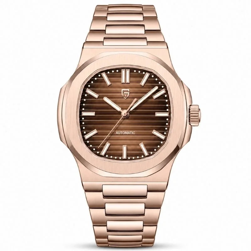 Rose Horizon Automatic Luxury Watch - Rose Gold Brown - Pagani Design