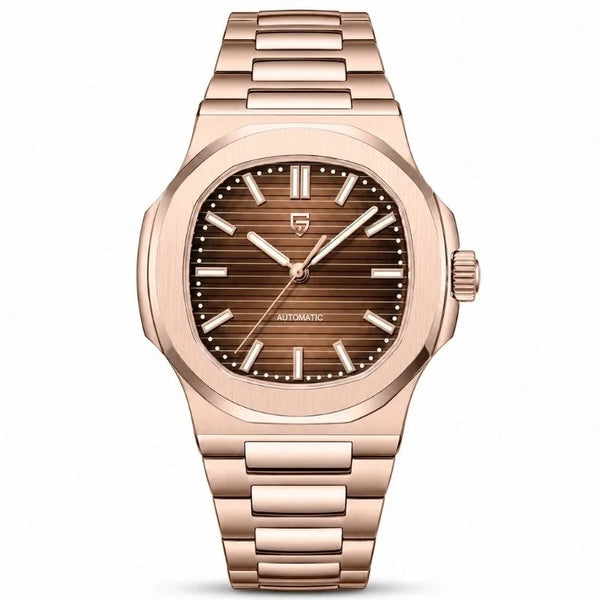 Rose Horizon Automatic Luxury Watch - Rose Gold Brown - Pagani Design