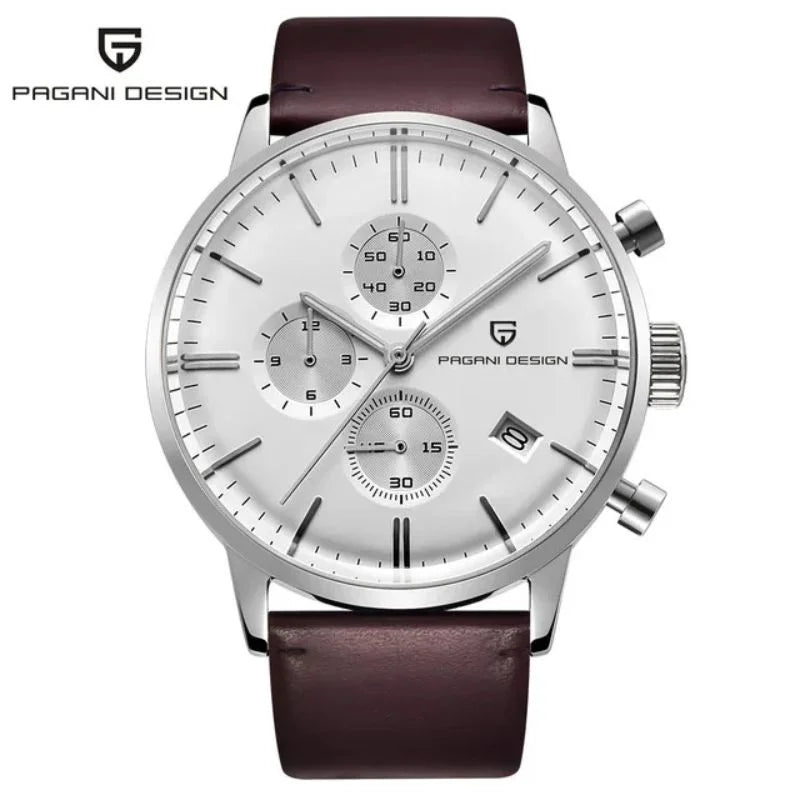 Silver White Brown Watch Pagani Design 