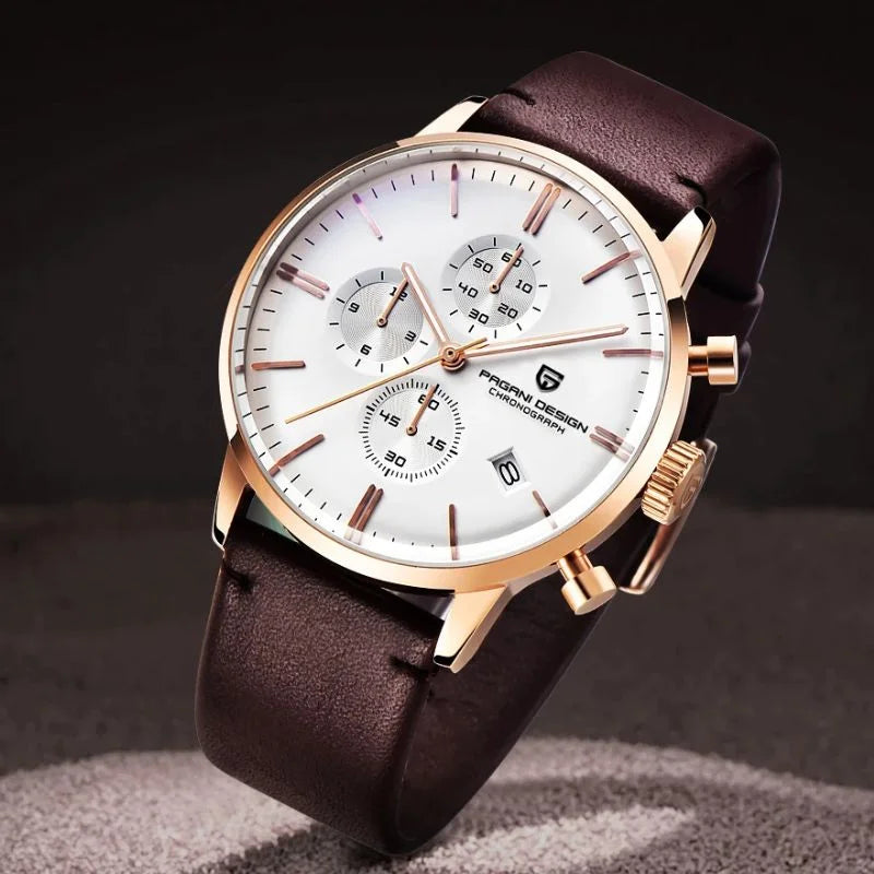 Gold White Brown Watch Pagani Design  00