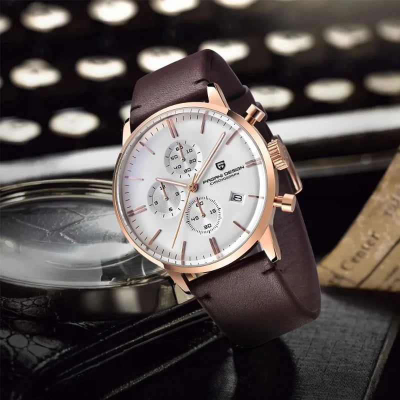 Gold White Brown Watch Pagani Design 01