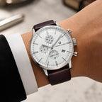 Wearing Silver White Brown Watch Pagani Design 
