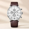 Steel Royal Chrono by Pagani Design lying on a beige studio surface