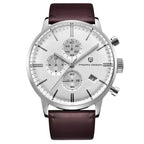 Royal Chrono Elegant Watch - Silver White Brown - Pagani Design