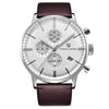 Royal Chrono Elegant Watch - Silver White Brown - Pagani Design