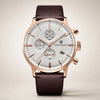 Royal Chrono elegant chronograph by Pagani Design, rose gold case with white dial and brown leather strap