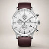 Royal Chrono elegant chronograph by Pagani Design, steel case with white dial and brown leather strap