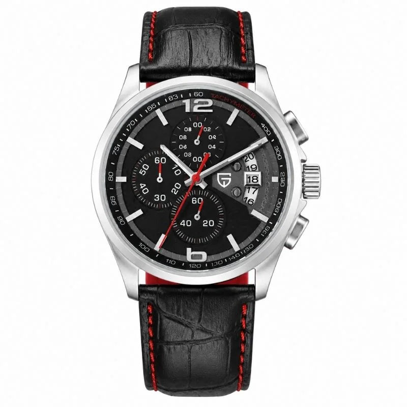 Silver Compass Watch - Black Red - Pagani Design