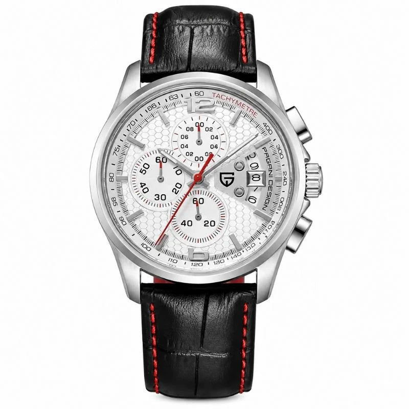 Silver Compass Watch - White Red - Pagani Design