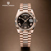 Rose gold Solarius Classic by Pagani Design against a warm brown gradient with the brand logo