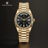 Yellow gold Solarius Classic by Pagani Design against a dark brown gradient with the brand logo