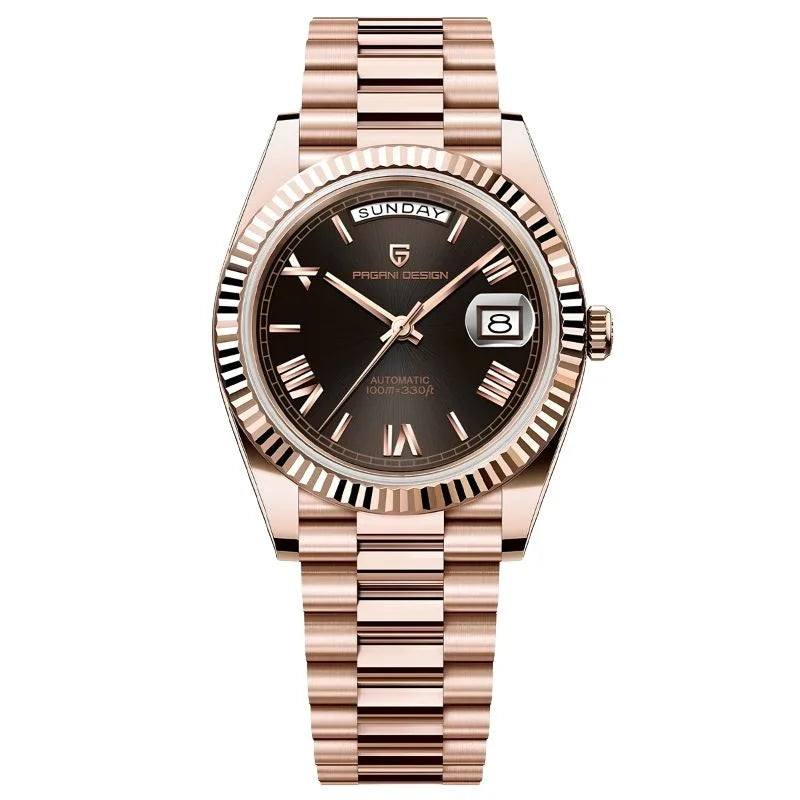 Solarius Classic Luxury Men Watch – Rose Gold Black - Pagani Design