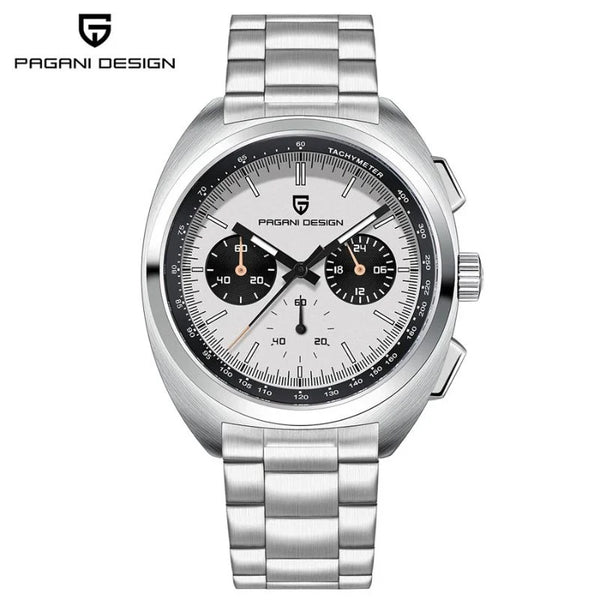 White-dial Sterling Chrono by Pagani Design on a white background with the brand logo