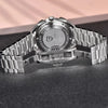 Caseback and clasp of the Sterling Chrono by Pagani Design on a dark textured surface