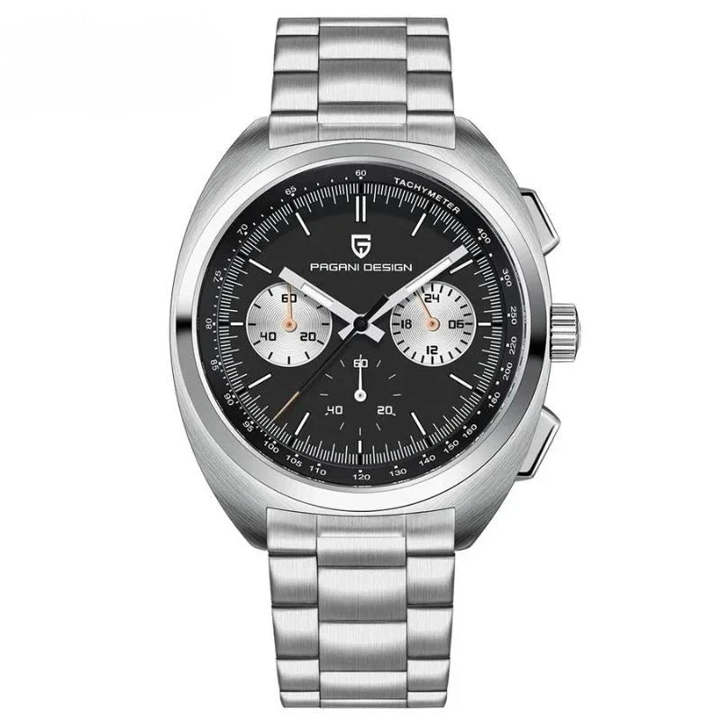 Sterling Chrono Elegant Watch - Silver Black - Pagani Design