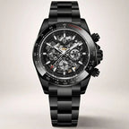 Urban Motion skeleton chronograph by Pagani Design in all black with tachymetre bezel and steel bracelet