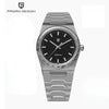 Steel Royal Slim Sapphire with black dial by Pagani Design on a white background with the brand logo