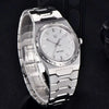 Steel Royal Slim Sapphire with white dial by Pagani Design, bracelet curved behind the case